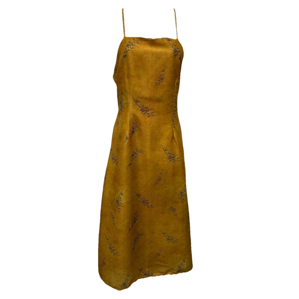 Summer Maxi Dress Womens Size 2XL Mustard Yellow Spaghetti Strap Lining Boho